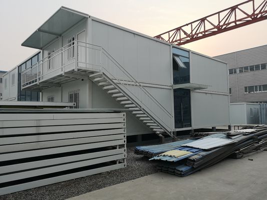 Modüler prefabrik depolama konteyner evleri deprem karşıtı iki katlı evler