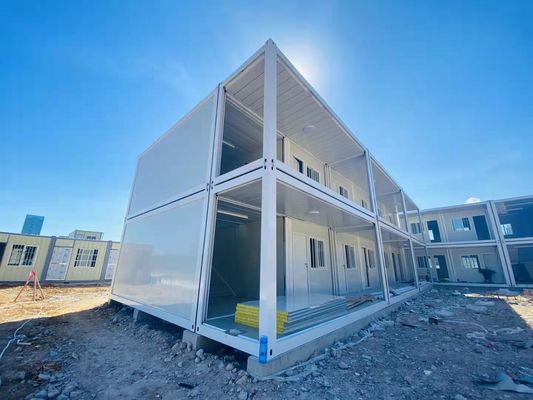 Rüzgara dayanıklı Düz paket Nakliye Konteyner Evler Çelik Prefab Mobil Ev