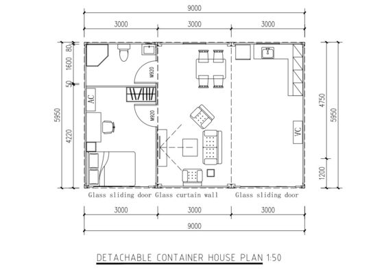 Modüler Tasarım Prefab Shipping Container House With Knock Down System Ayrılabilir Konteyner Evi