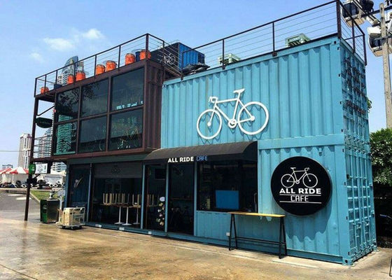 Çin Kahve Dükkanı / Cafe için Mavi Renk Ticari Metal Yapı Kitleri Esnek Montaj Fabrika